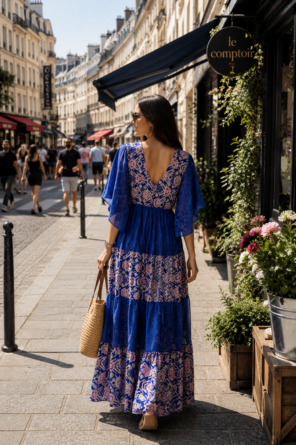 Boho Printed Embroidery Hand Work Butterfly sleeves maxi dress in Boheme Royale (Copy)