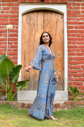 Long embroidery featured cross back boho maxi dress- Smisingbee