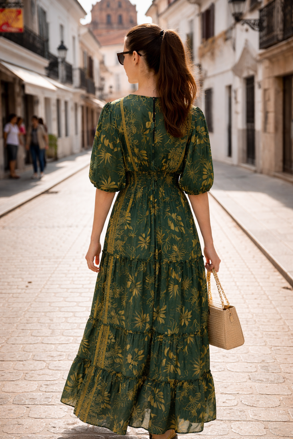 Balloon Pattern Boho Printed Maxi Dress - Royal Forest Glow