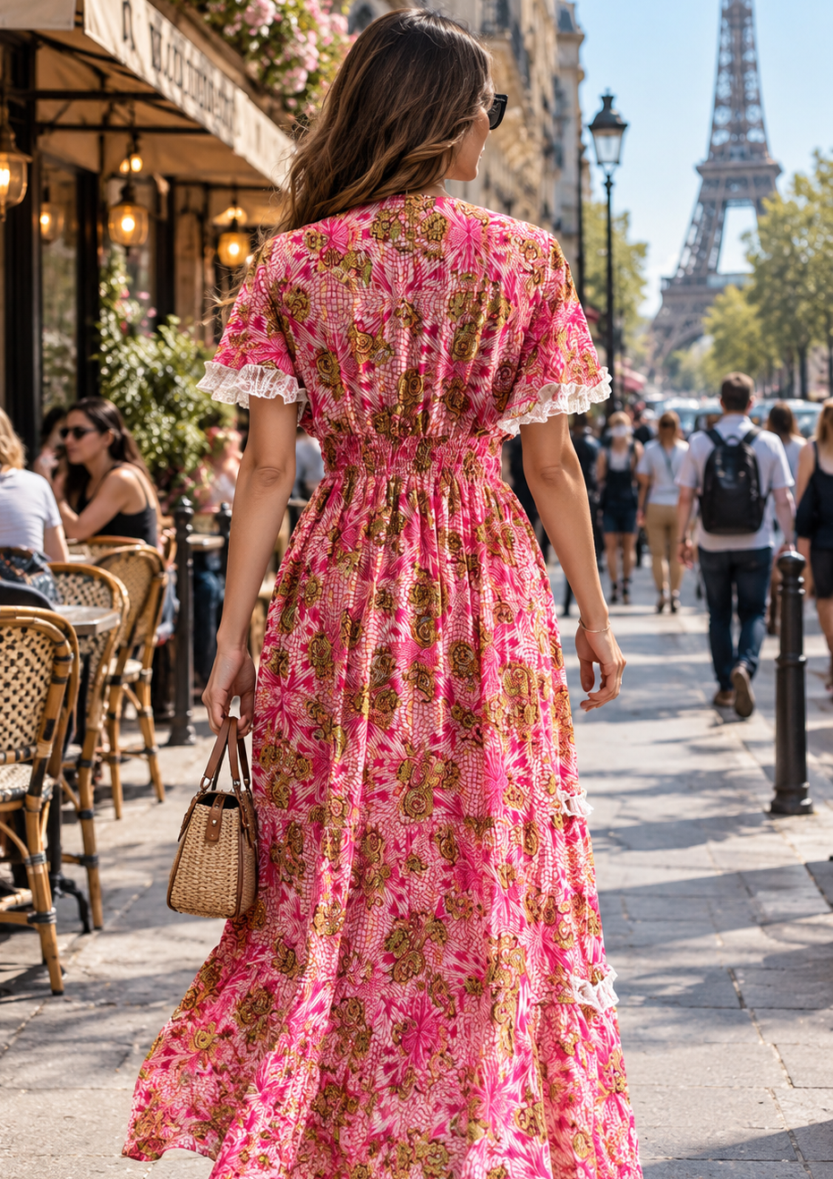 🌺Rayon Lurex Boho Printed Maxi Dress in Parisian Rośe Muse 🌷
