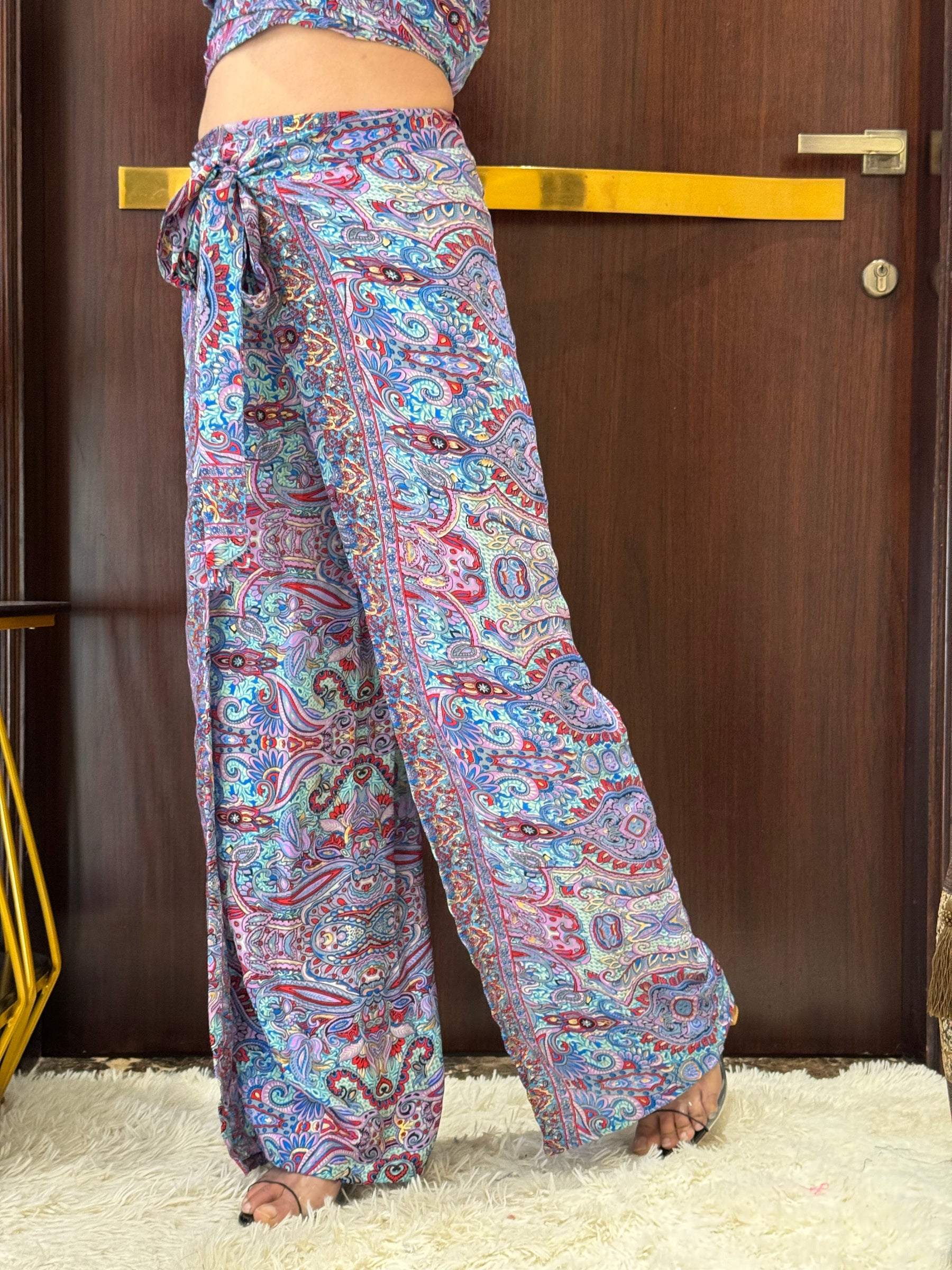 Boho Printed Wrap Trouser - Purple Perfection