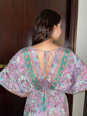 Balloon Pattern Boho Printed Maxi Dress in Pink