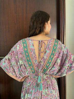 Balloon Pattern Boho Printed Maxi Dress in Pink