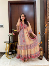 Kaftan pattern boho foil printed maxi dress Harvest Horizon