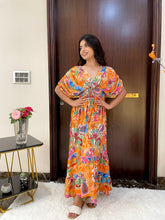 Balloon Pattern Boho Printed Maxi Dress - Sunset Orange