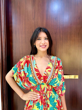 Balloon Pattern Boho Printed Maxi Dress - Sunlit Oasis Delight