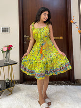 Flair Hem Boho Printed Short Dress - Vibrant Orange