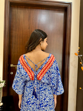 Kaftan pattern boho foil printed maxi dress - Crisp Sky SmisingBee