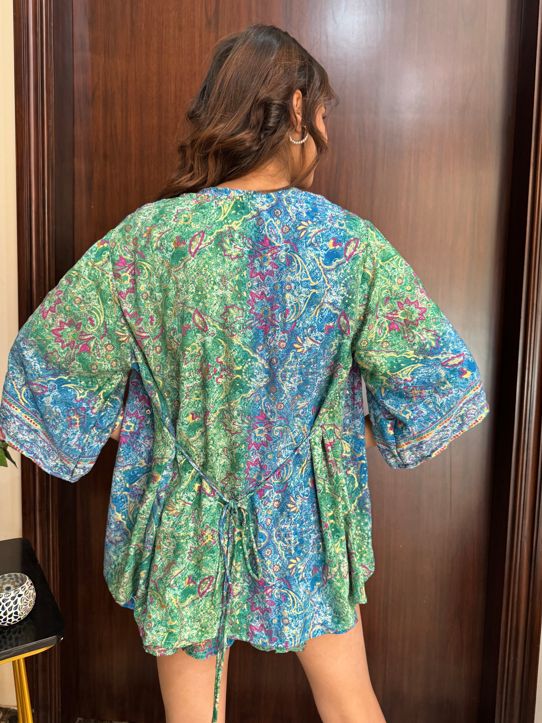 Bell Sleeves Kimono and Shorts Three Piece Set - Earth Legacy SmisingBee