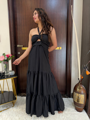 Classic Black Midnight Elegance Long Dress