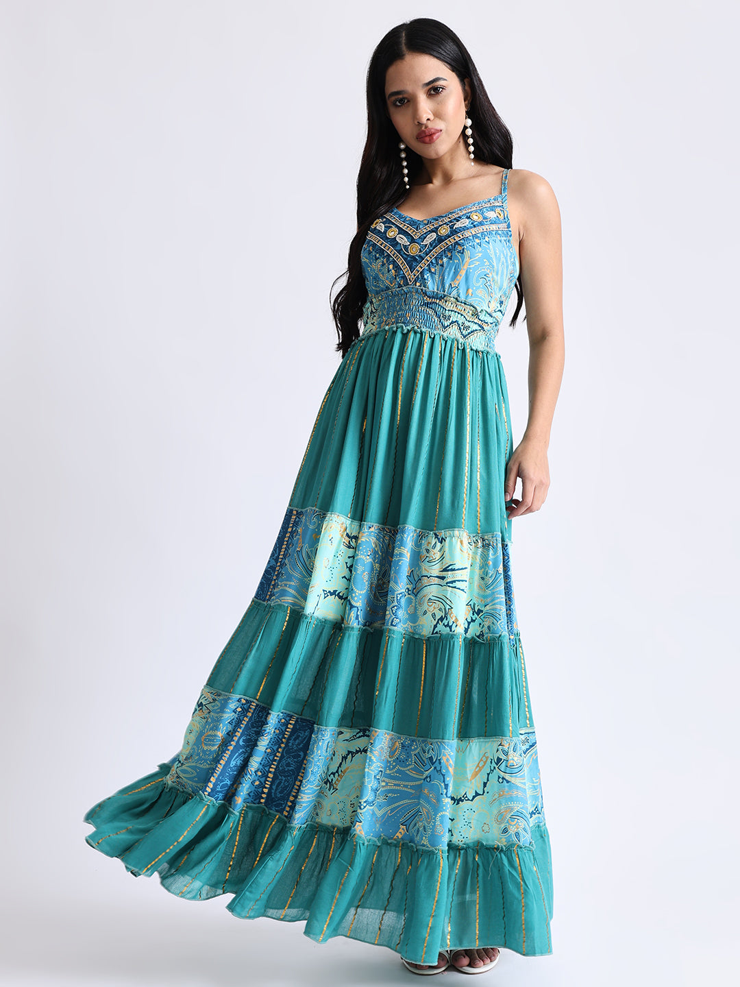 BLUE BOHEME ブルーボヘム Printed Maxi Dress（Blossom Buddy Blue  