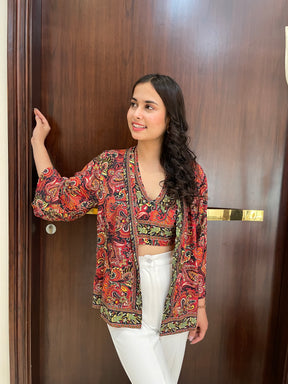 Kimono and Halter Set In Red and Green