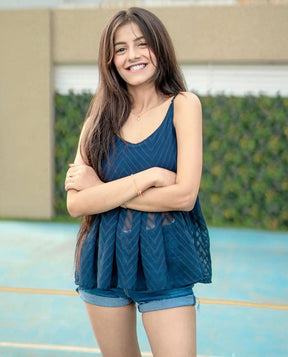 Box Pleated Elasticated Back Cami Top
