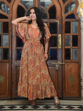 Butterfly Sleeves Boho Print Maxi Dress