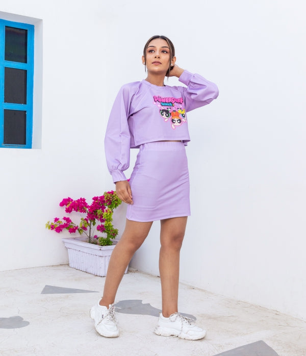 Smising Bee Power Puff Purple Co-ord Set