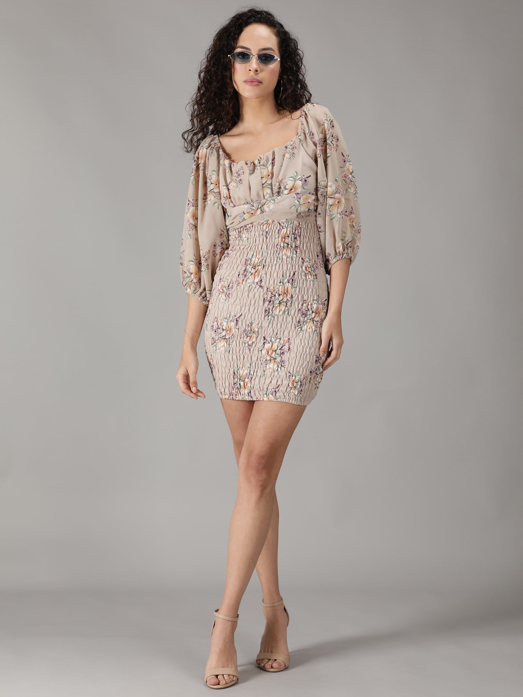SmisingBee Ruched Tie Back Short Dress
