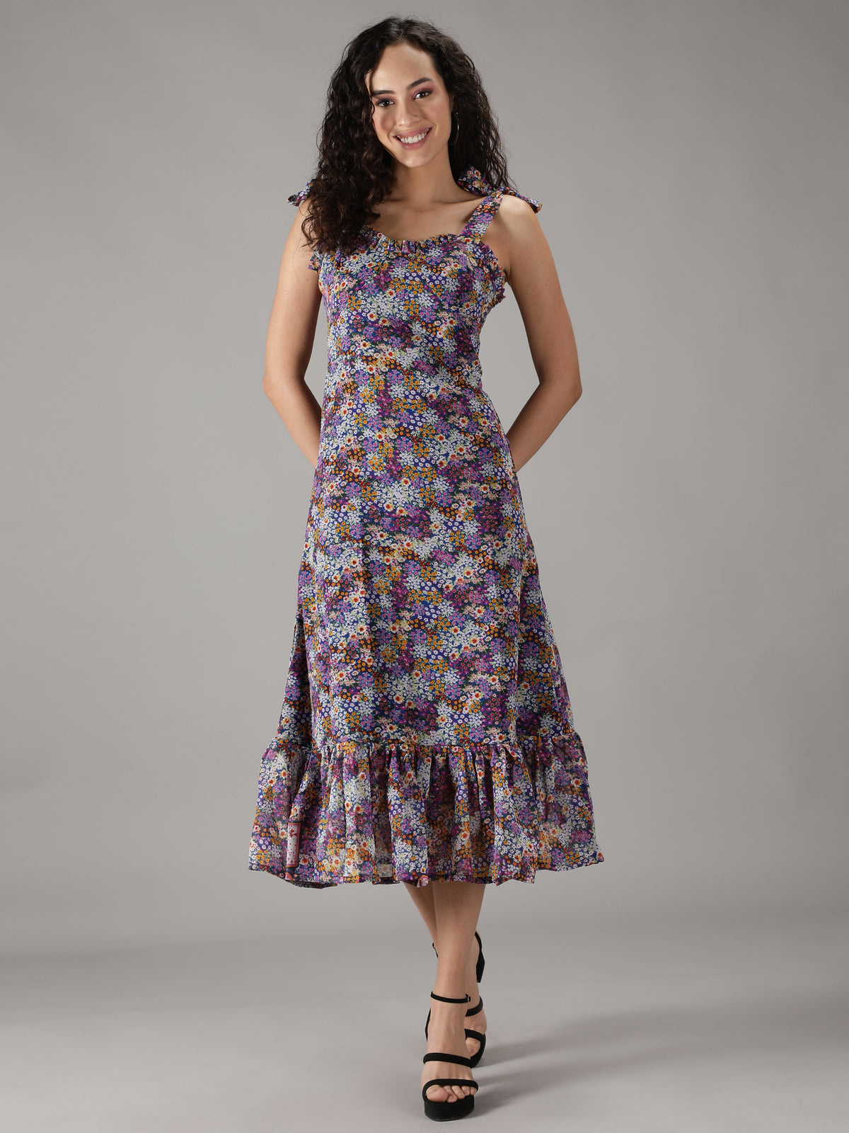 SmisingBee Floral Print Midi Dress