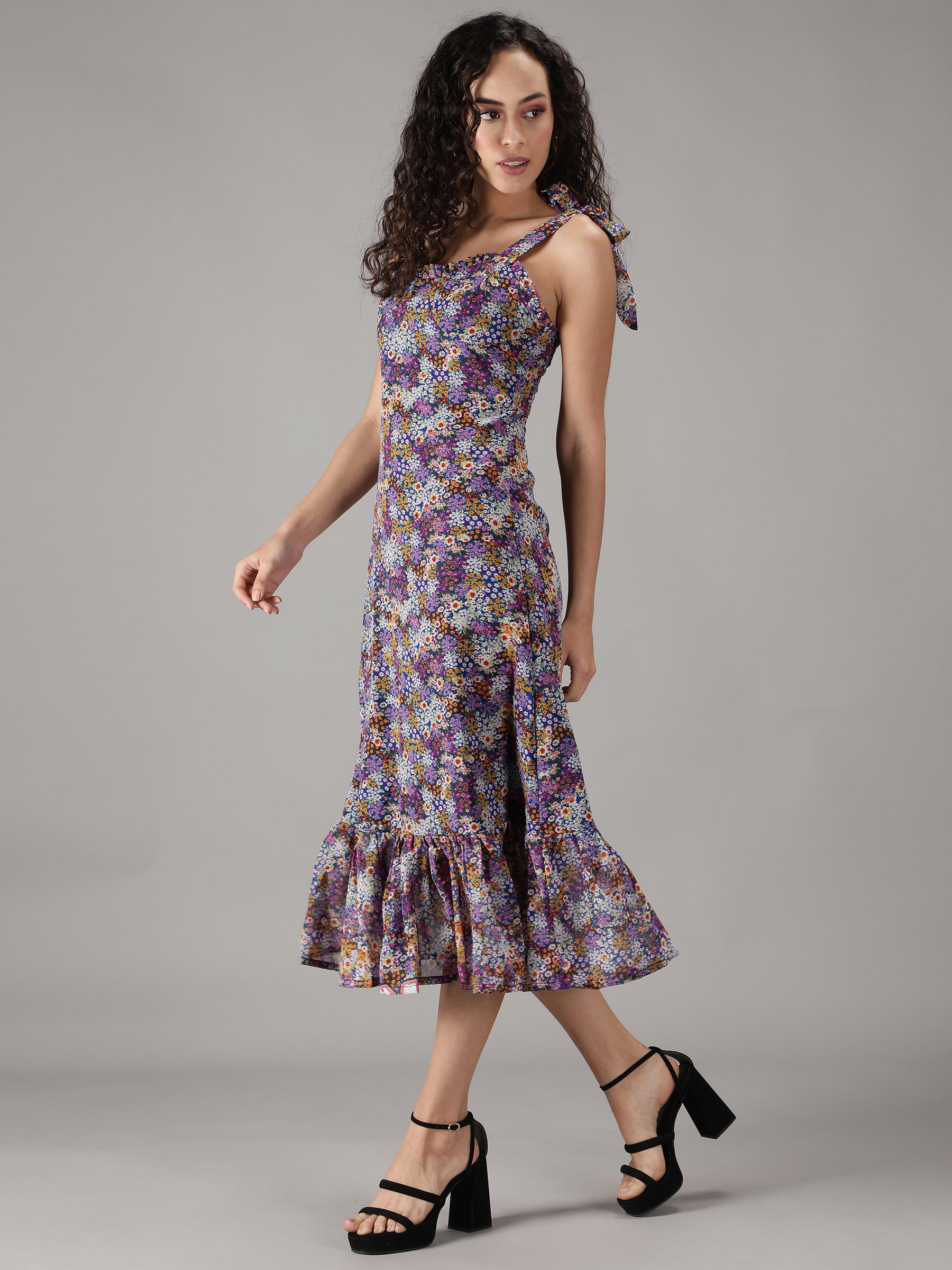 SmisingBee Floral Print Midi Dress