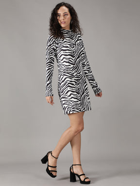 SmisingBee Zebra Striped Super Crop Top & Cami Dress (2 Piece)