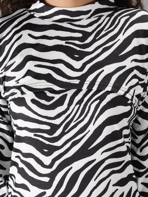 SmisingBee Zebra Striped Super Crop Top & Cami Dress (2 Piece)