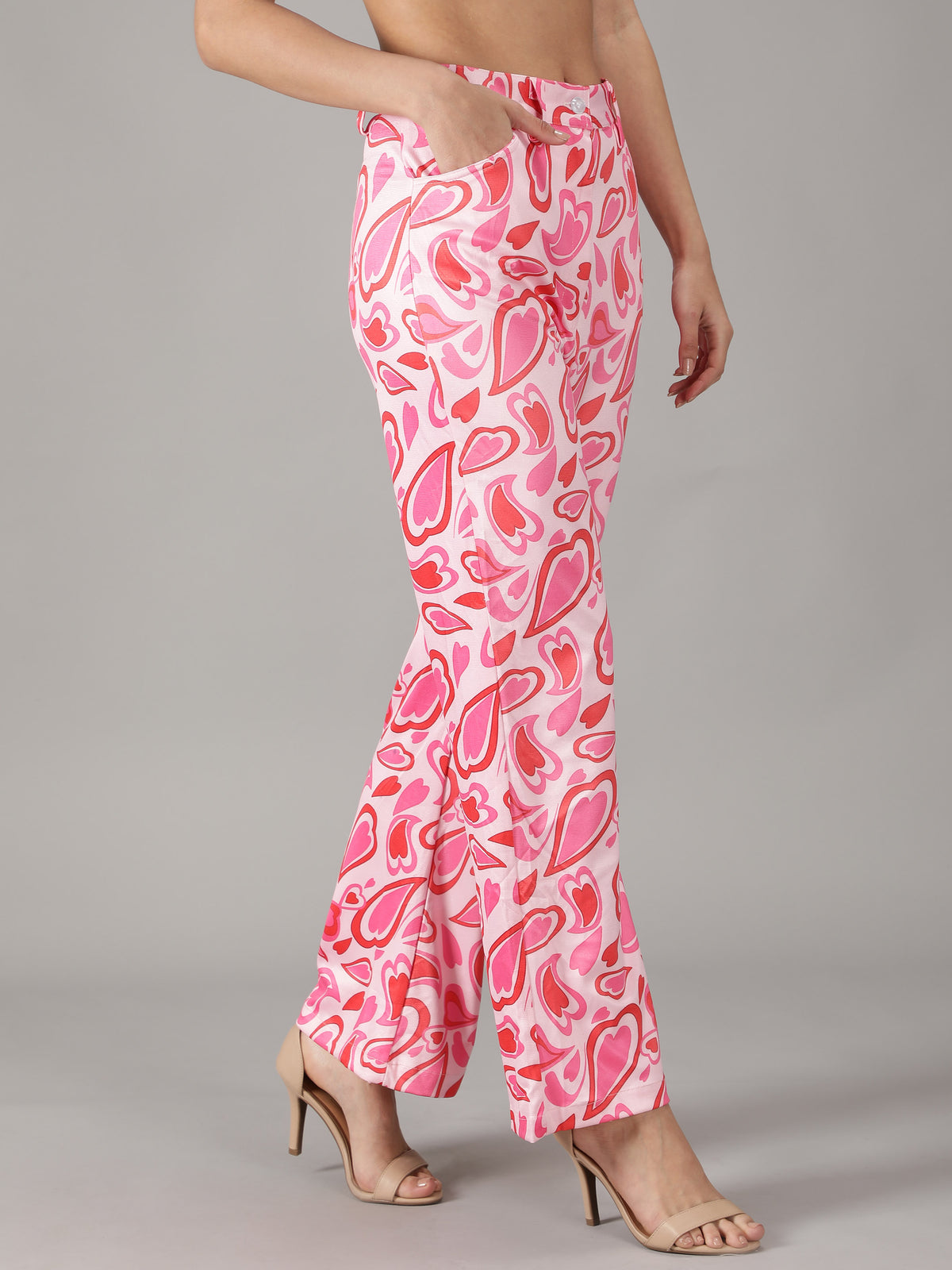 SmisingBee Heart Print Flare Leg Pants