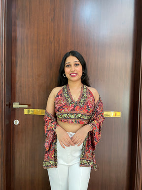 Kimono and Halter Set In Red and Green