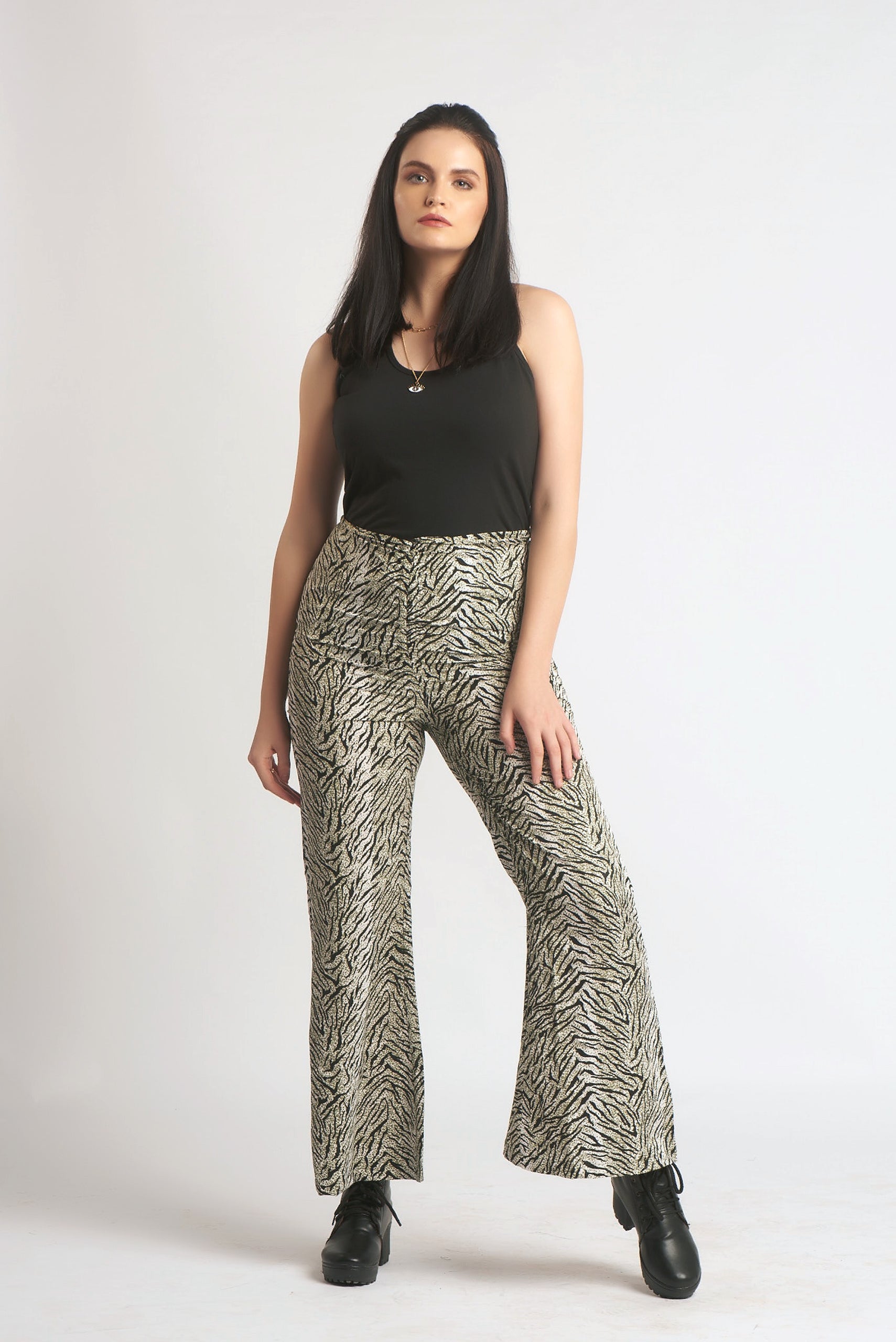 SmisingBee Zebra print wide leg pants