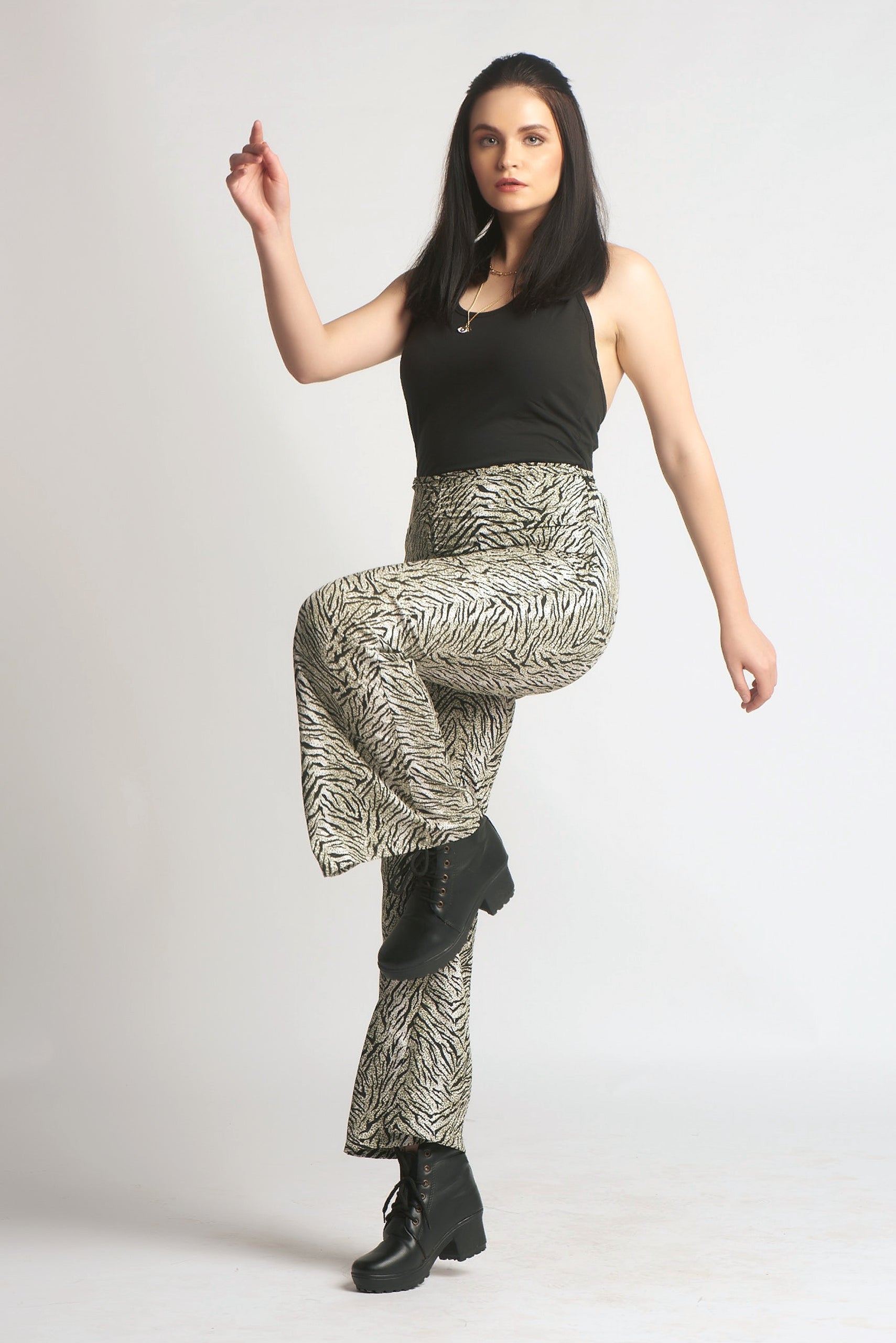 SmisingBee Zebra print wide leg pants