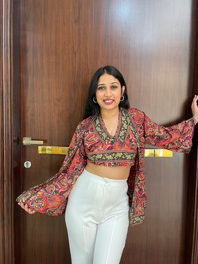 Kimono and Halter Set In Red and Green