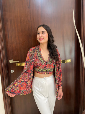 Kimono and Halter Set In Red and Green