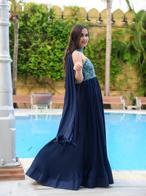 Beautiful Blue Ethnic Motifs Gown