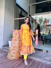 Yellow Angrakha Organza Suit