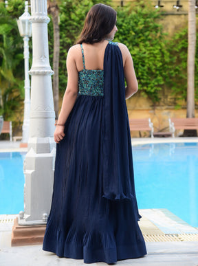 Beautiful Blue Ethnic Motifs Gown