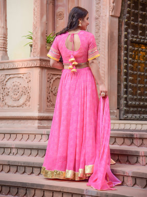 Baby Pink Bandhej Lehenga Set