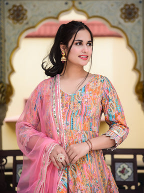 Peachy Pink Lurex Gota Work Sharara Set