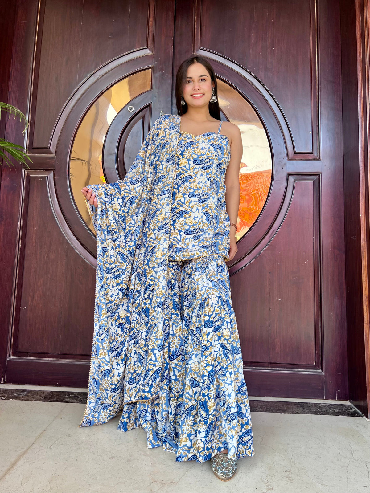 Blue floral Sharara Set